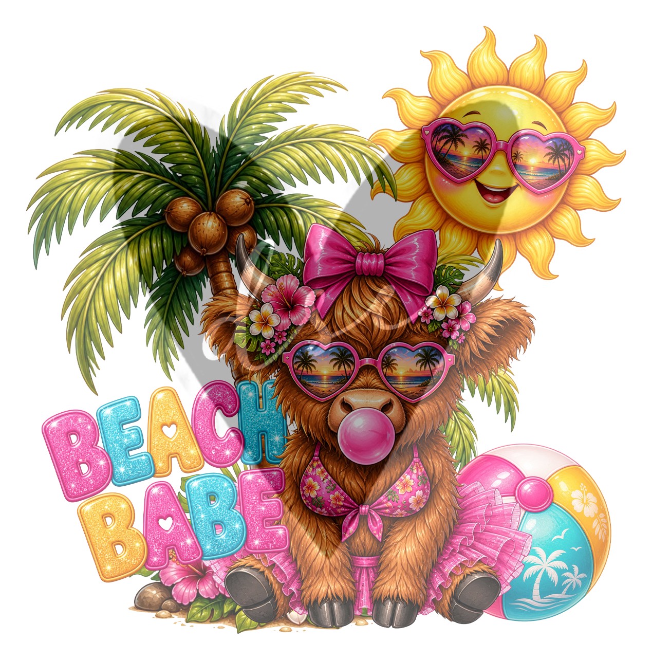 Beach Babe Highland Cow Vinyl