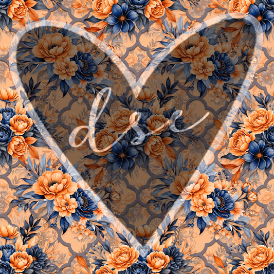 Assorted Blue Orange Floral Vinyl