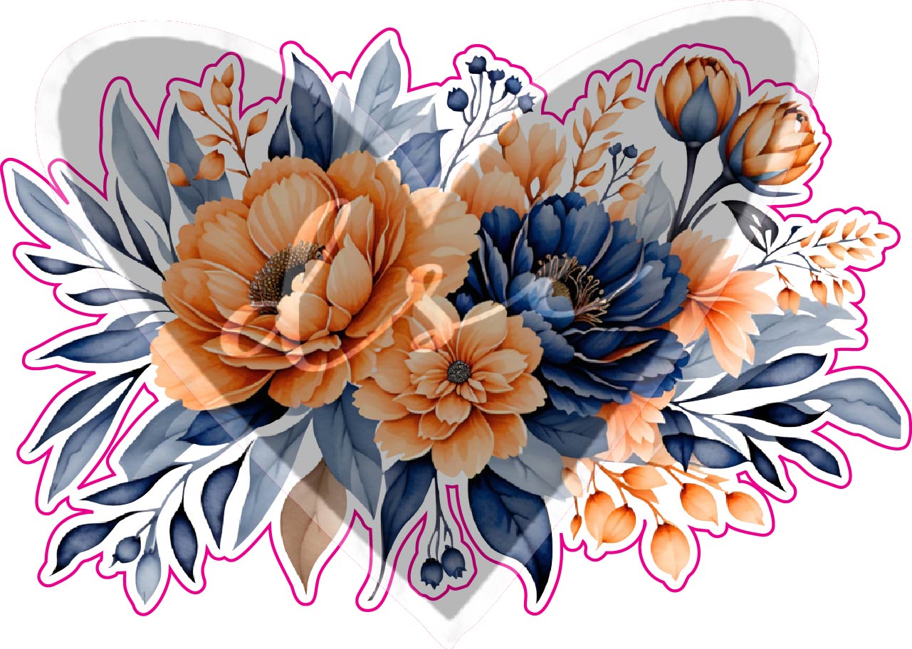 Assorted Blue Orange Floral Vinyl