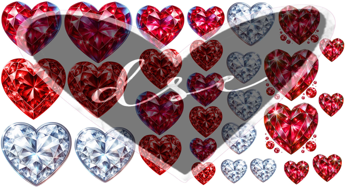 Diamond Hearts Filler Sheet UV DTF