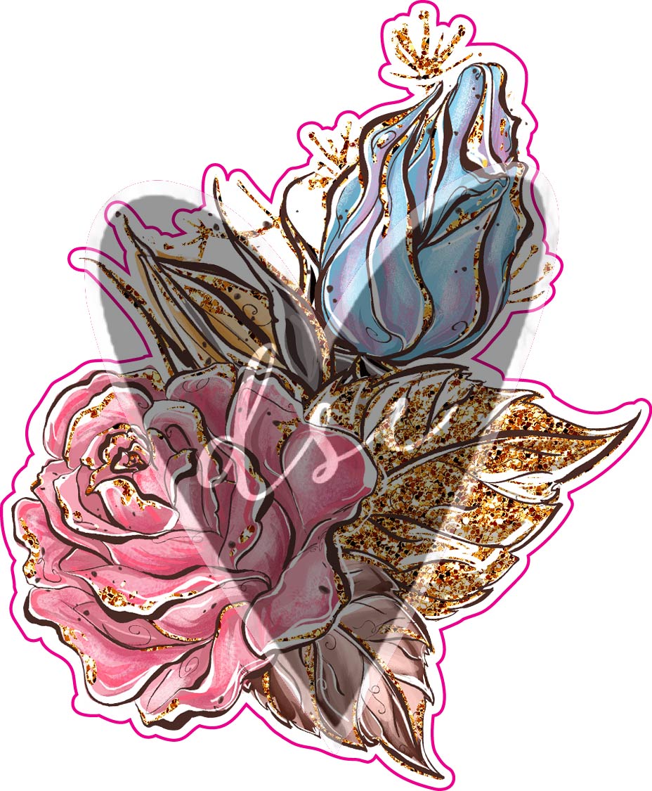 Assorted Pastel Glitter Floral Vinyl