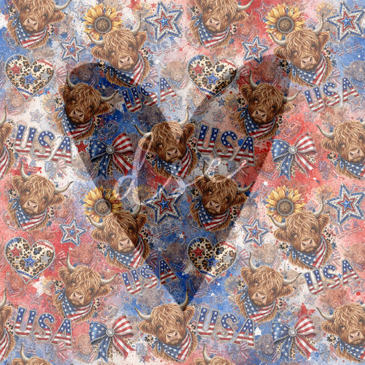 USA Highland Cow Vinyl