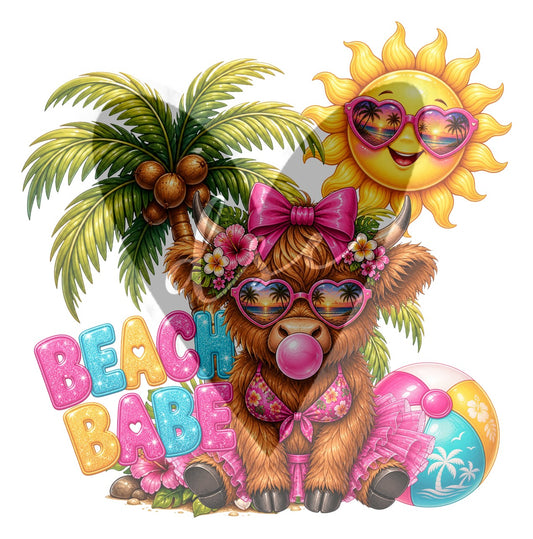 Beach Babe Highland Cow Vinyl