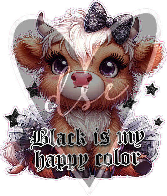 Assorted Black is my Happy color Highland Cow Vinyl