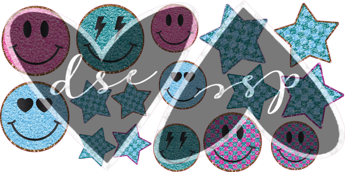 Assorted Chenille Smiley Patches Viny