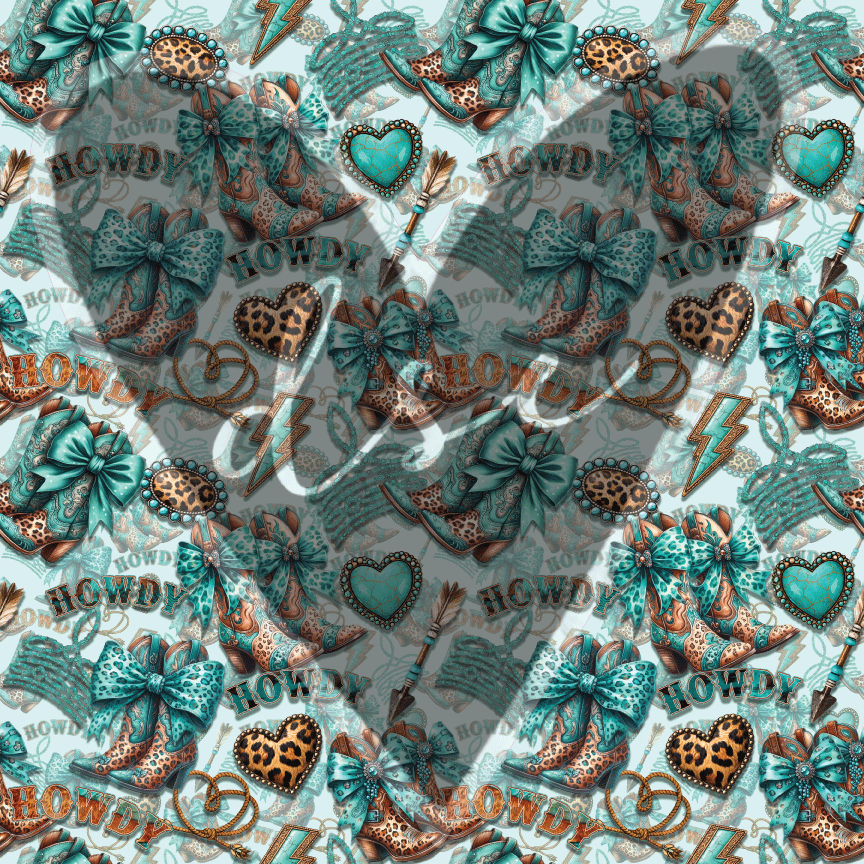 Assorted Howdy Turquoise Boots Vinyl