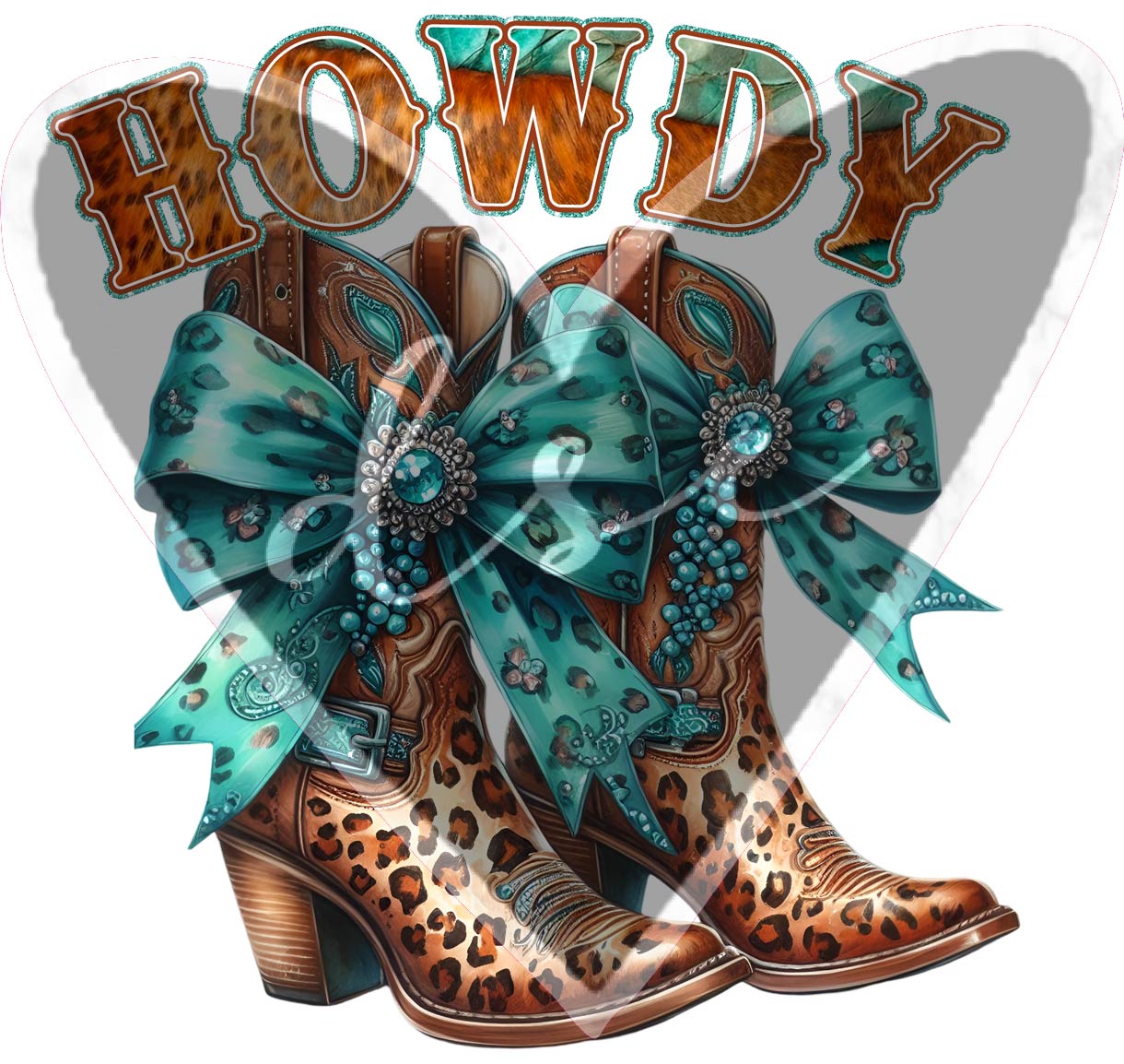 Assorted Howdy Turquoise Boots Vinyl