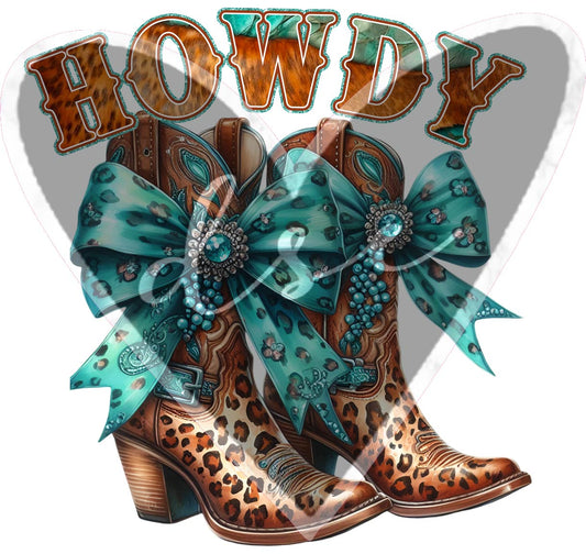 Assorted Howdy Turquoise Boots Vinyl