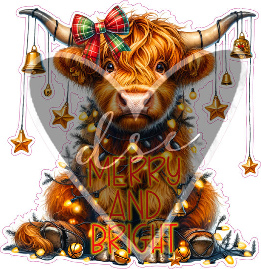 Assorted Merry & Bright highland cow Vinyl