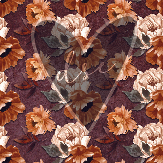 Assorted Orange Brown Floral Vinyl