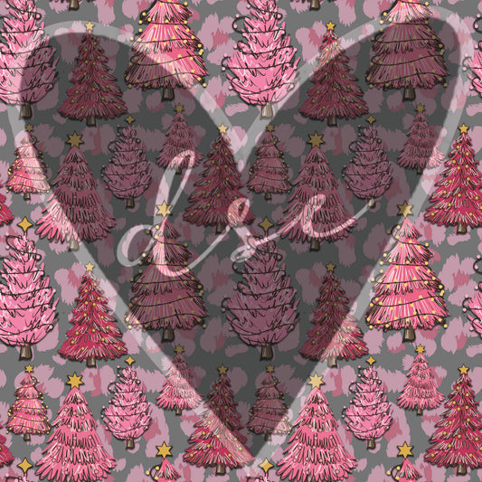 Assorted Pink Christmas Trees Vinyl