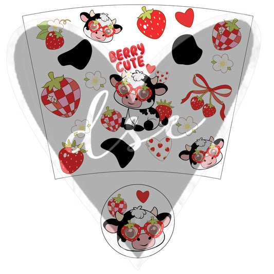 Strawberry Cow UV DTF Acrylic Cup Wrap