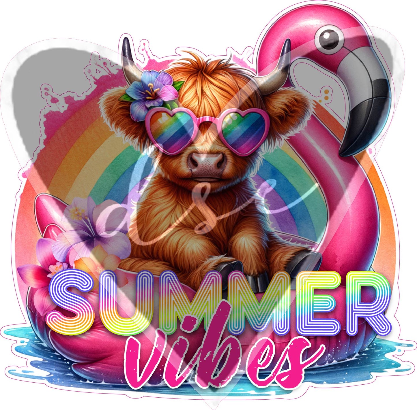 Assorted Summer Vibes Highland Cow Vinyl