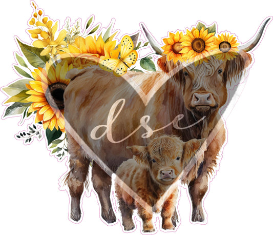 Assorted Sunflower Highland Cow Vinyl