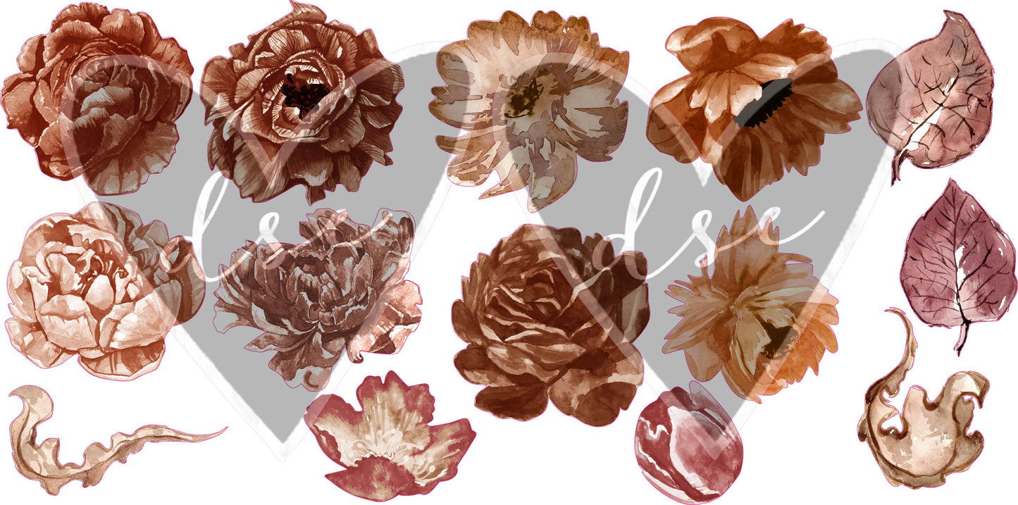 Assorted Orange Brown Floral Vinyl