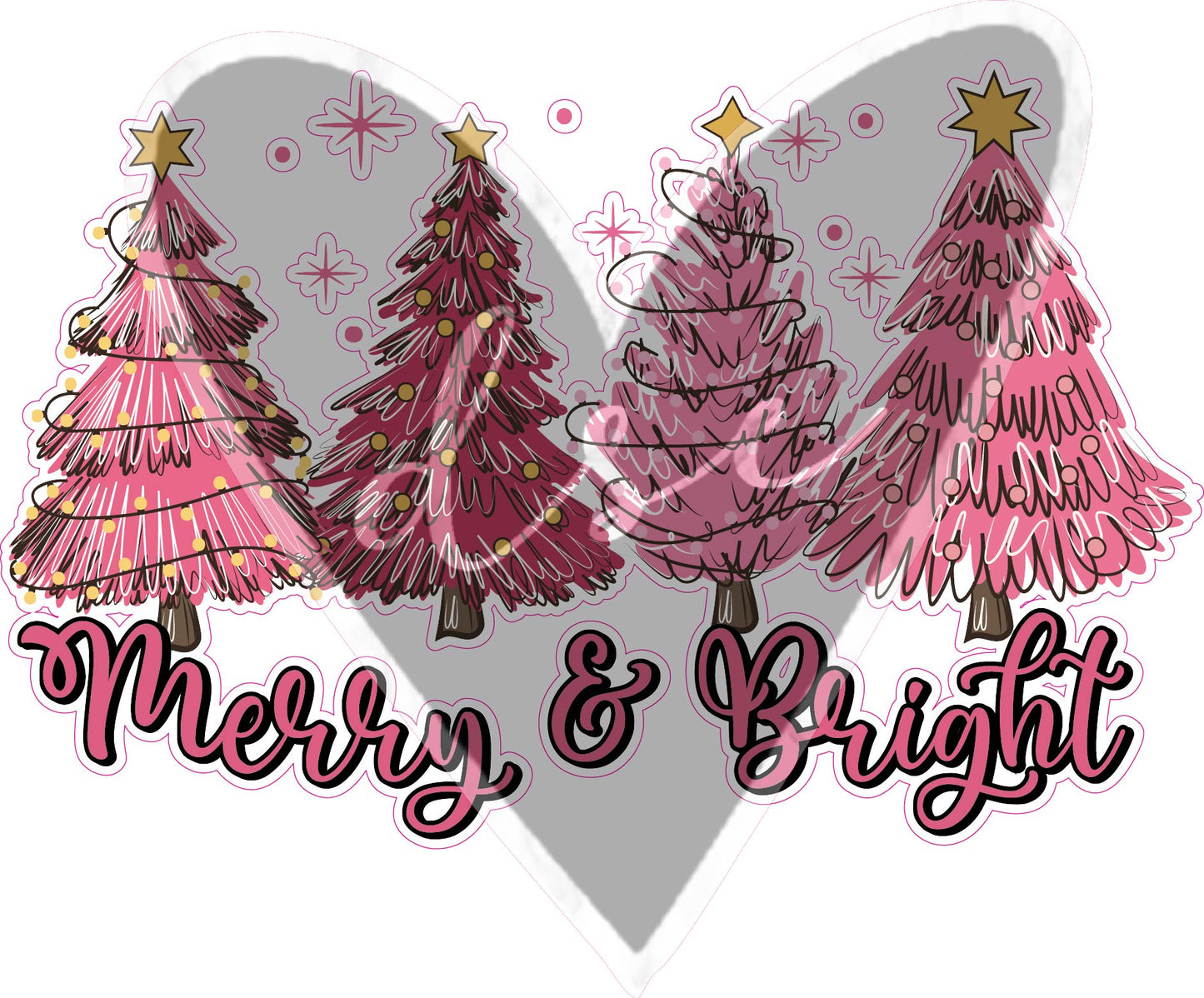 Assorted Pink Christmas Trees Vinyl