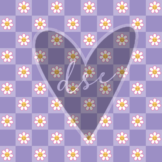 Purple Checkers Daisies 12x12 Vinyl Sheet