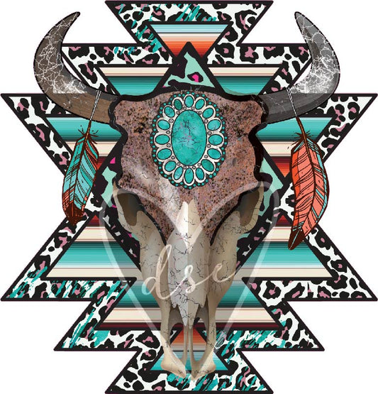 Cow Skull Aztec