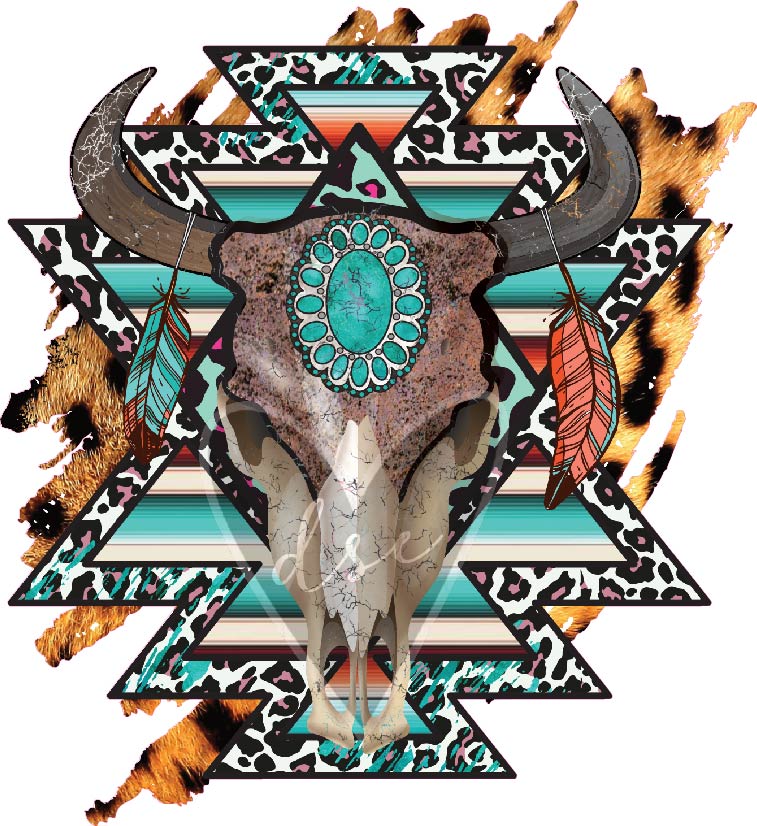 Cow Skull Aztec